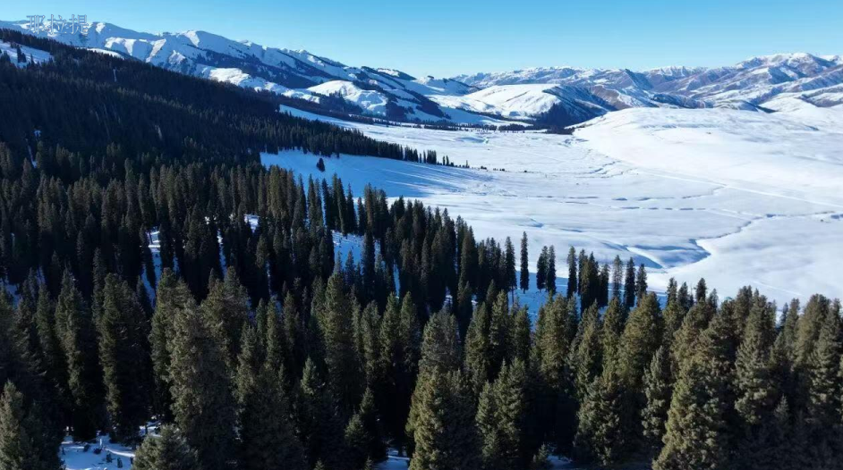 Narat Grassland - Snow-covered aerial grassland, snow mountains & grassland in one frame, a peaceful winter fairyland